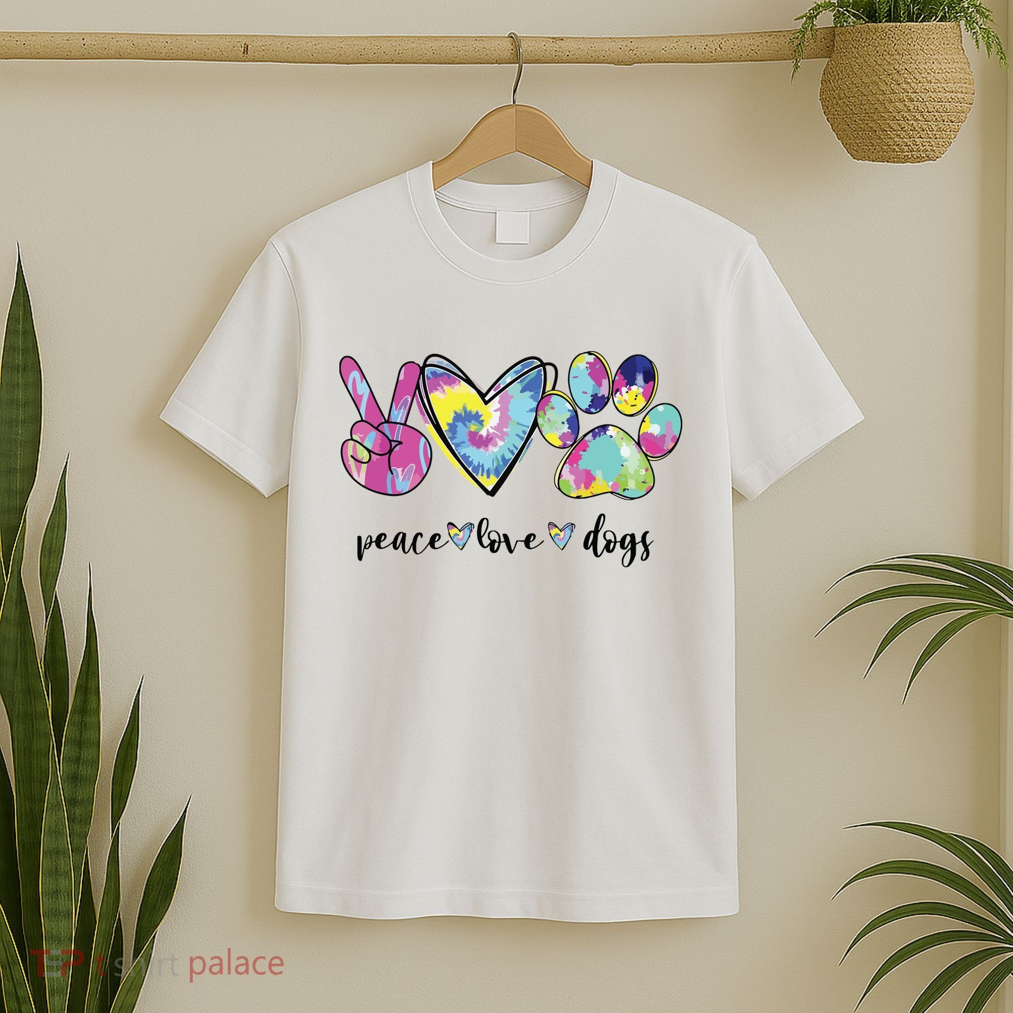 Peace Love Dogs Lover Puppy Paw Dog T-Shirt