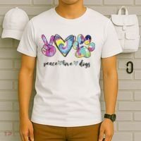 Peace Love Dogs Lover Puppy Paw Dog T-Shirt thumb 6