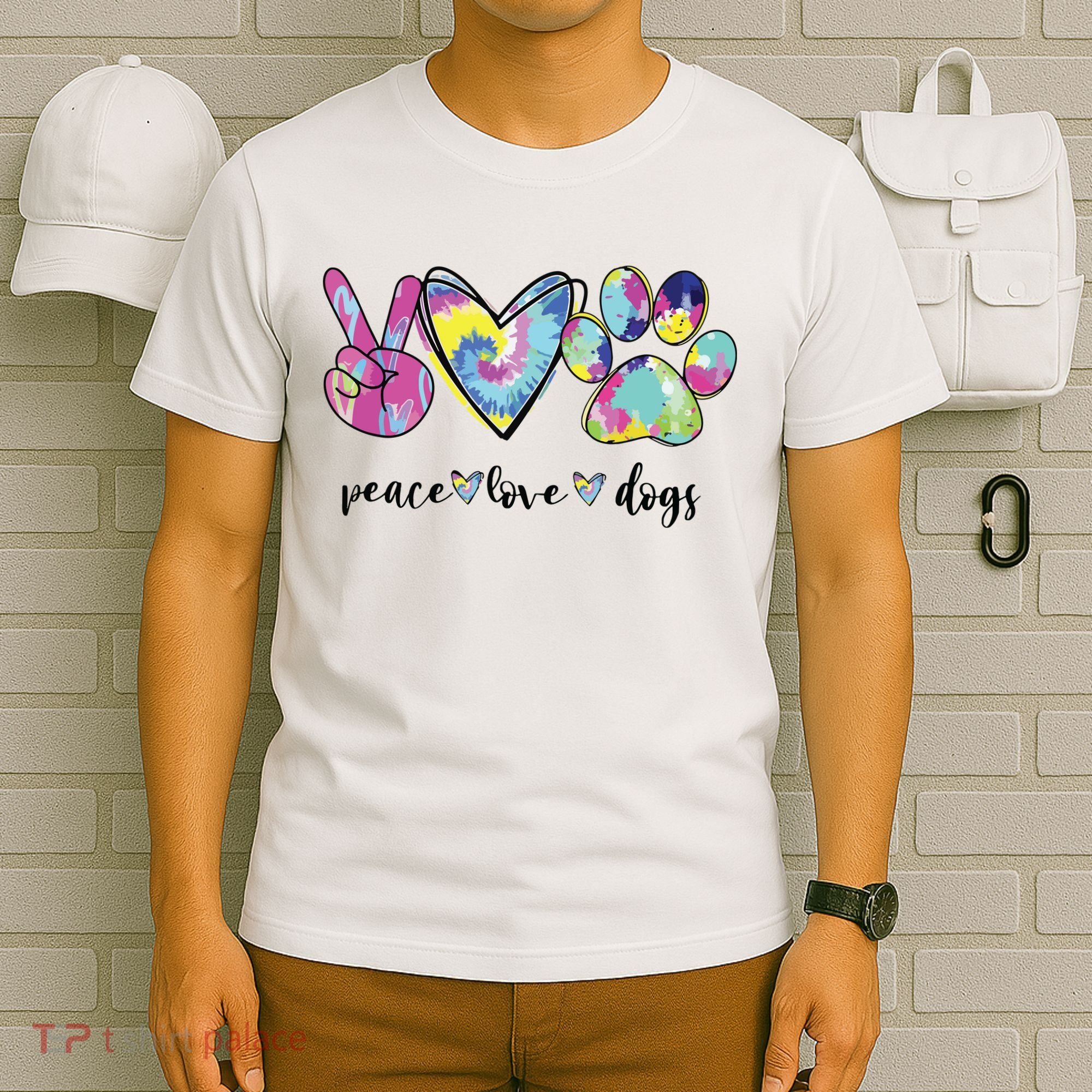 Peace Love Dogs Lover Puppy Paw Dog T-Shirt