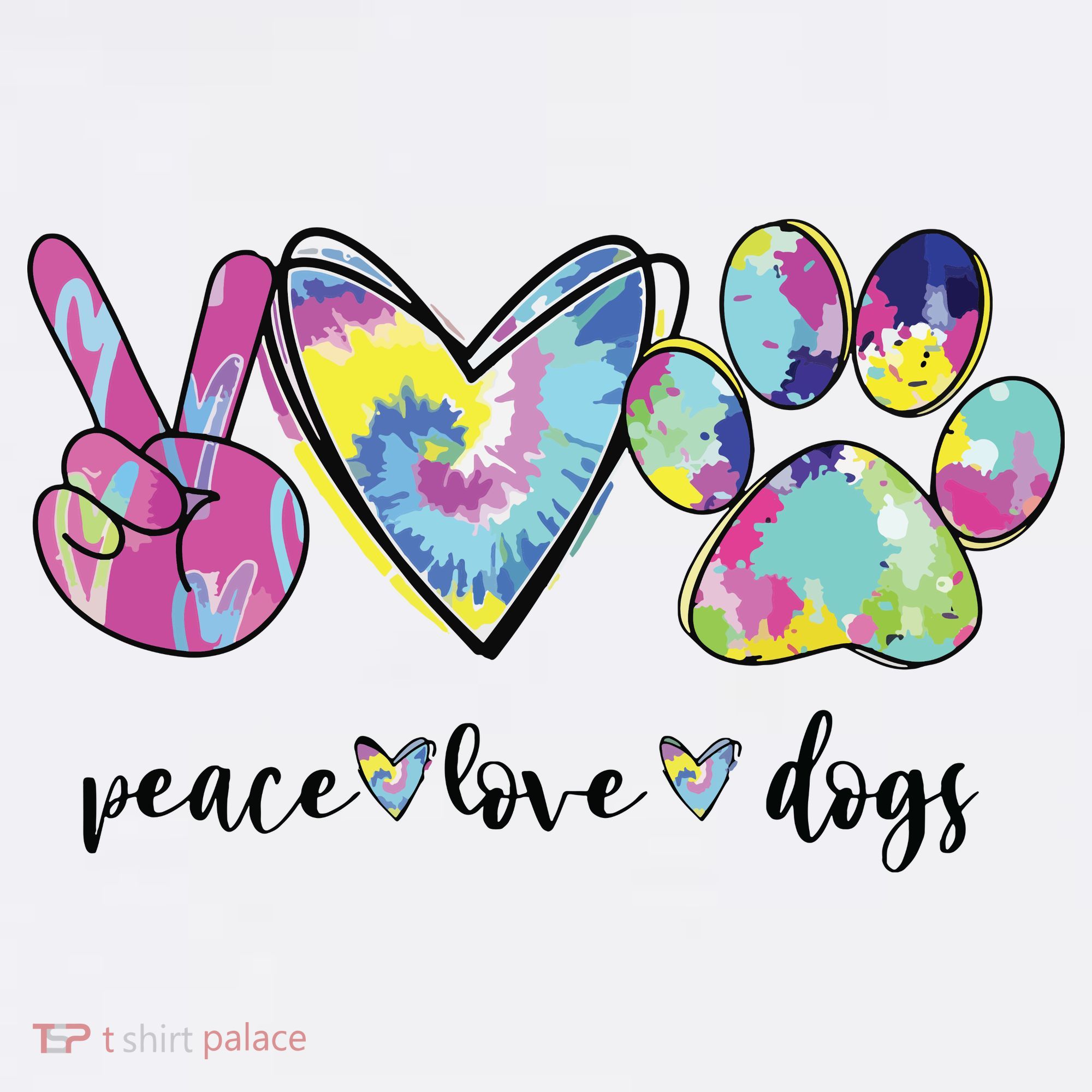 Peace Love Dogs Lover Puppy Paw Dog T-Shirt