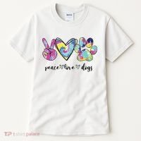 Peace Love Dogs Lover Puppy Paw Dog Tall T-Shirt thumb 0