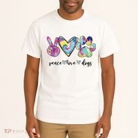 Peace Love Dogs Lover Puppy Paw Dog Tall T-Shirt thumb 2
