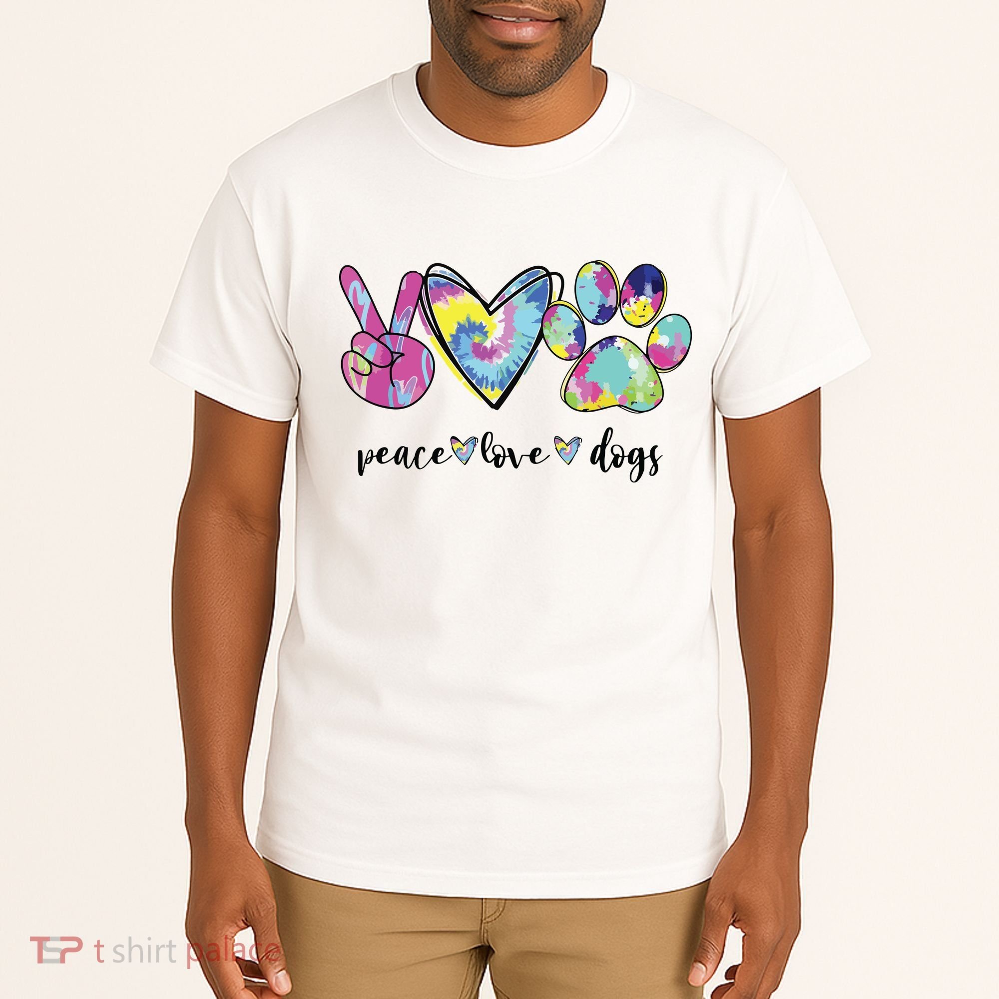 Peace Love Dogs Lover Puppy Paw Dog Tall T-Shirt