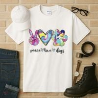 Peace Love Dogs Lover Puppy Paw Dog Tall T-Shirt thumb 3