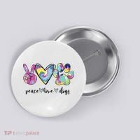 Peace Love Dogs Lover Puppy Paw Dog Button thumb 0