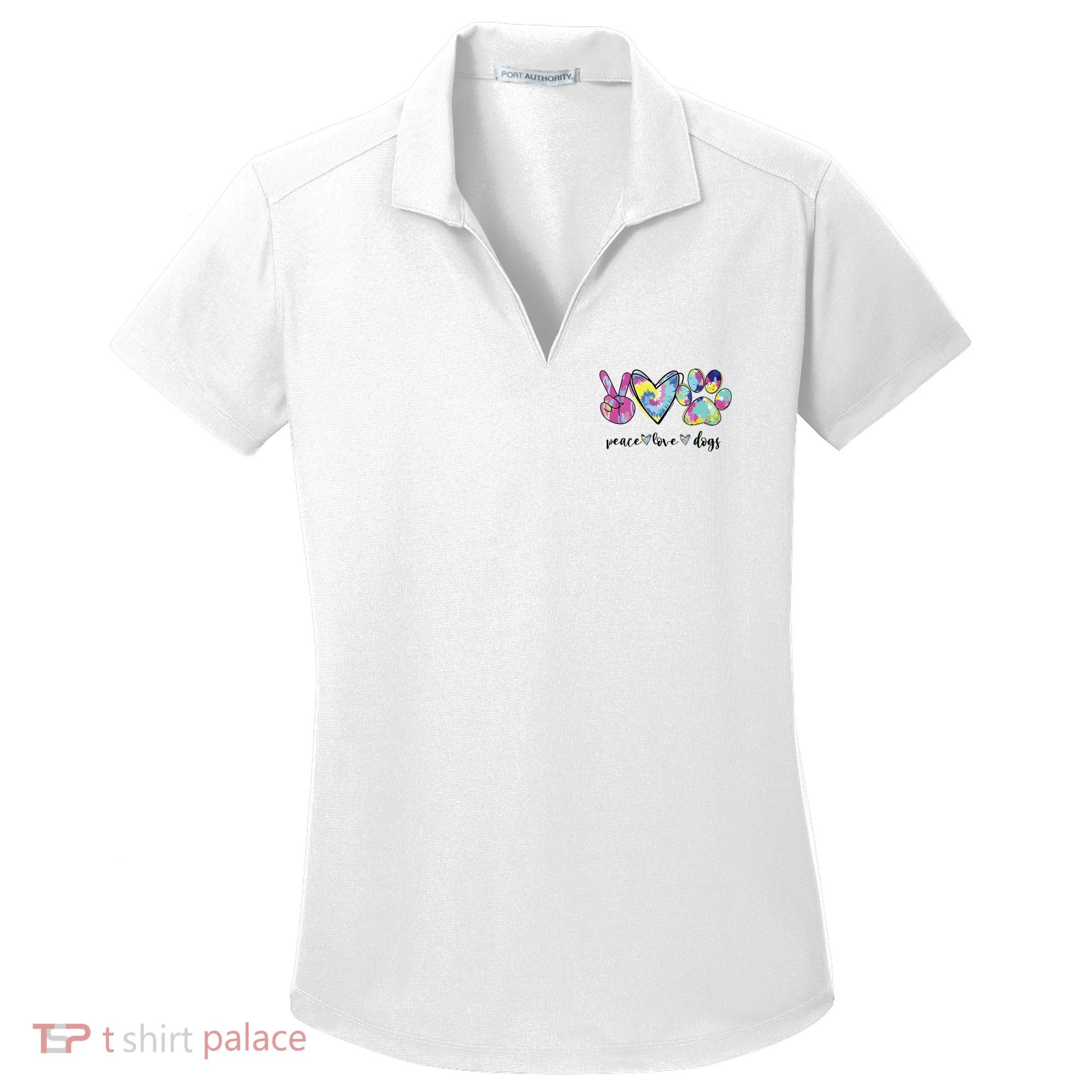 Peace Love Dogs Lover Puppy Paw Dog Women's Dry Zone Grid Polo