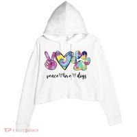 Peace Love Dogs Lover Puppy Paw Dog Crop Fleece Hoodie thumb 0