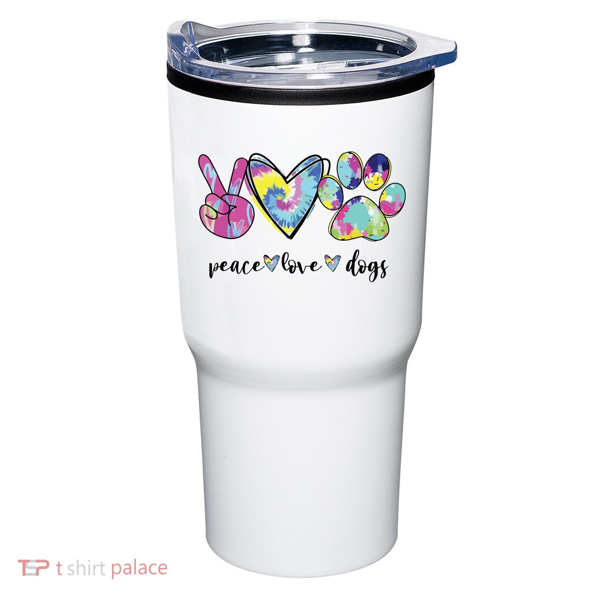 Peace Love Dogs Lover Puppy Paw Dog Tumbler
