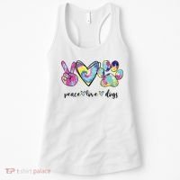 Peace Love Dogs Lover Puppy Paw Dog Women's Tank Top thumb 0
