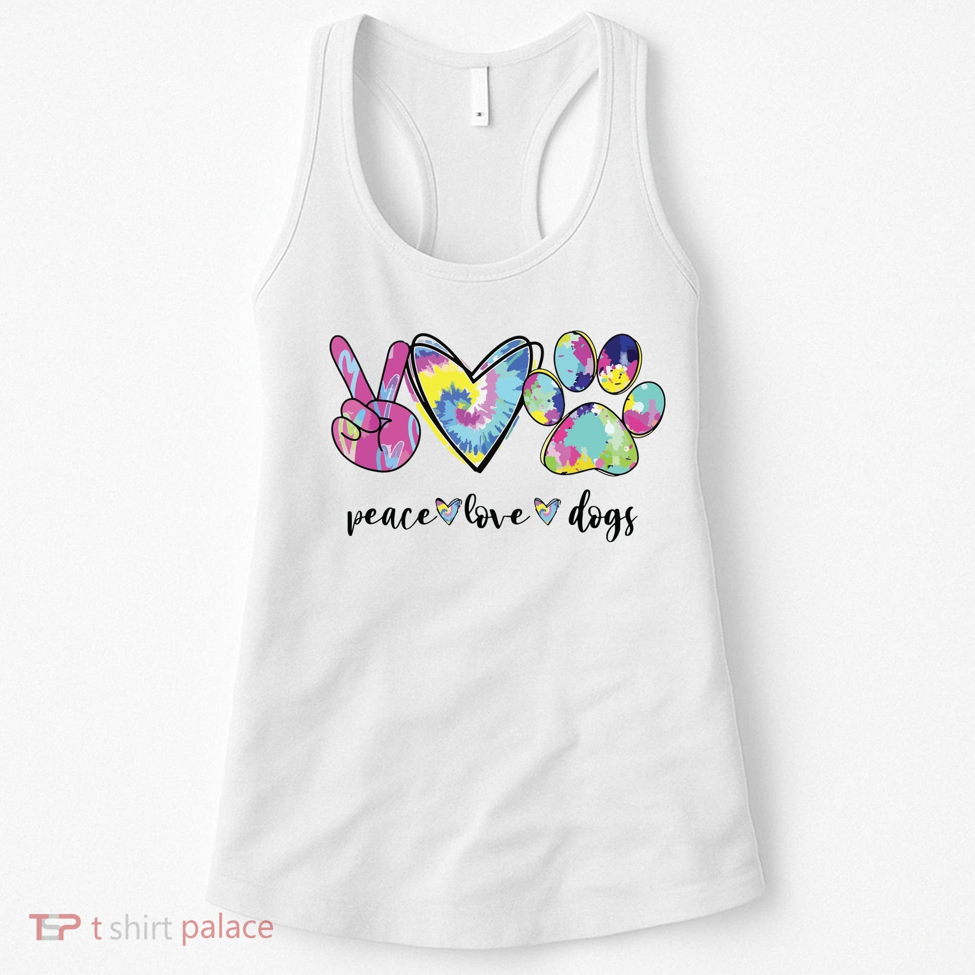 Peace Love Dogs Lover Puppy Paw Dog Women's Tank Top