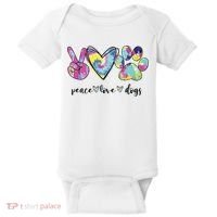 Peace Love Dogs Lover Puppy Paw Dog Baby Bodysuit thumb 0