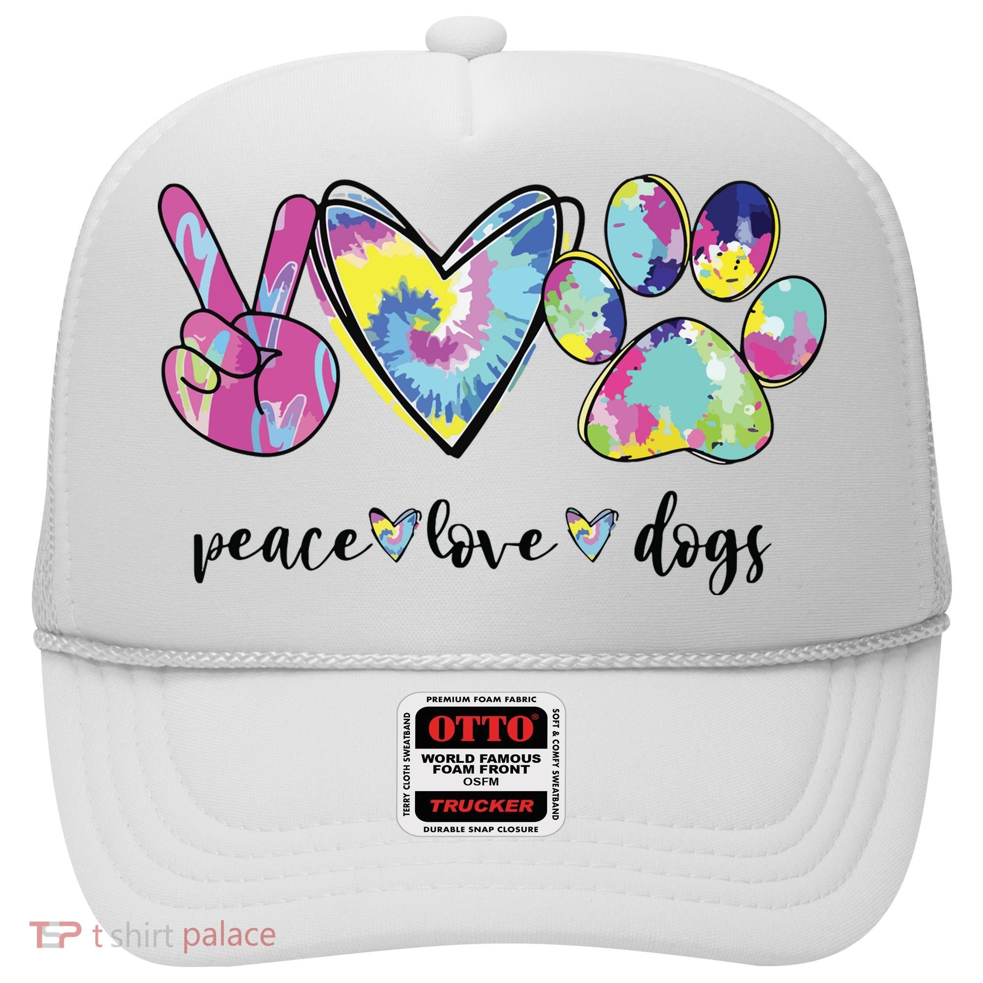 Peace Love Dogs Lover Puppy Paw Dog Hat