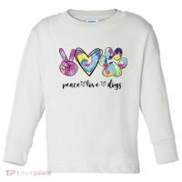 Peace Love Dogs Lover Puppy Paw Dog Toddler Long Sleeve Shirt thumb 0