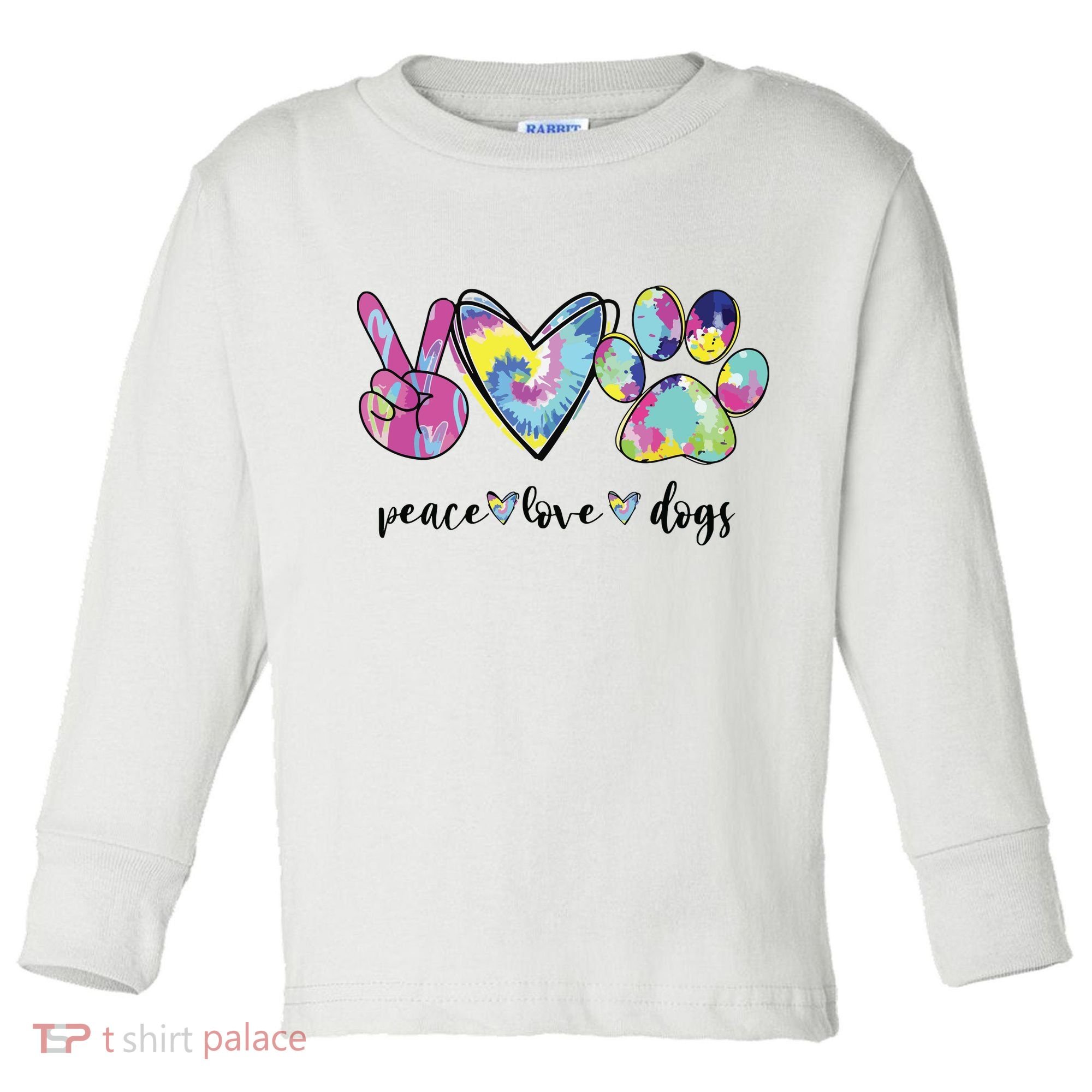 Peace Love Dogs Lover Puppy Paw Dog Toddler Long Sleeve Shirt