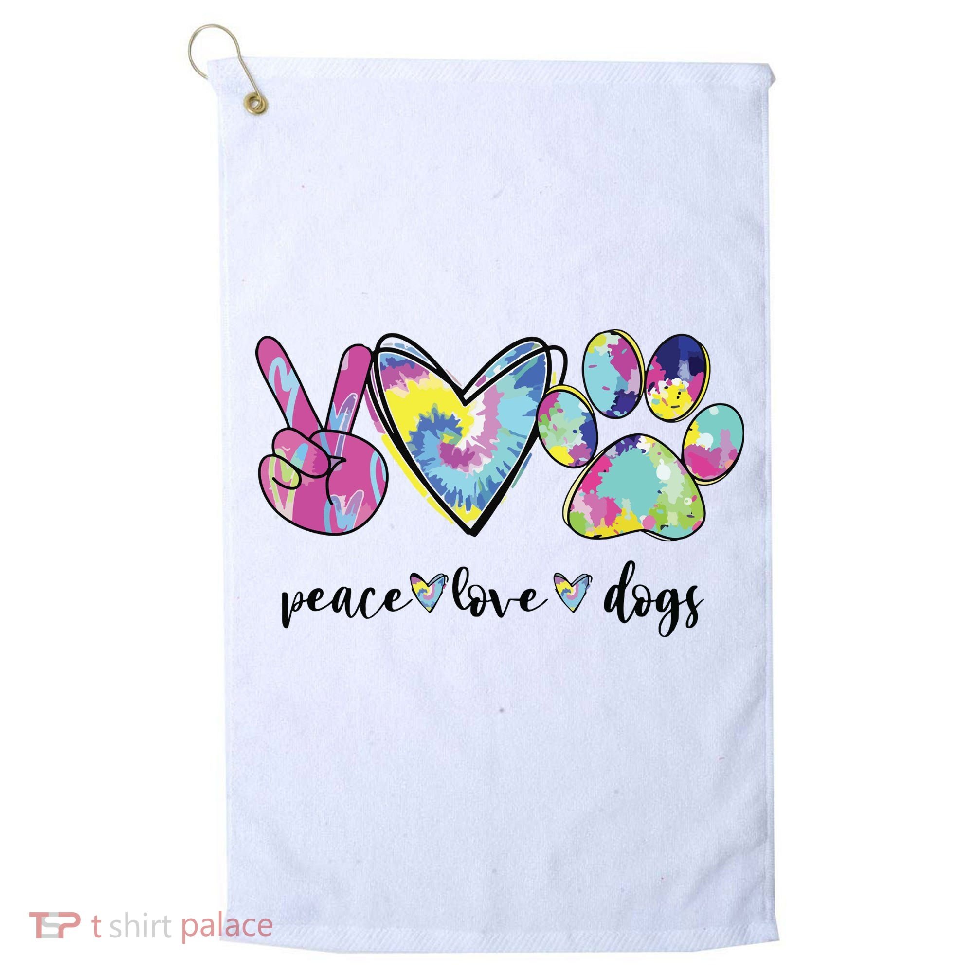 Peace Love Dogs Lover Puppy Paw Dog Golf Towel