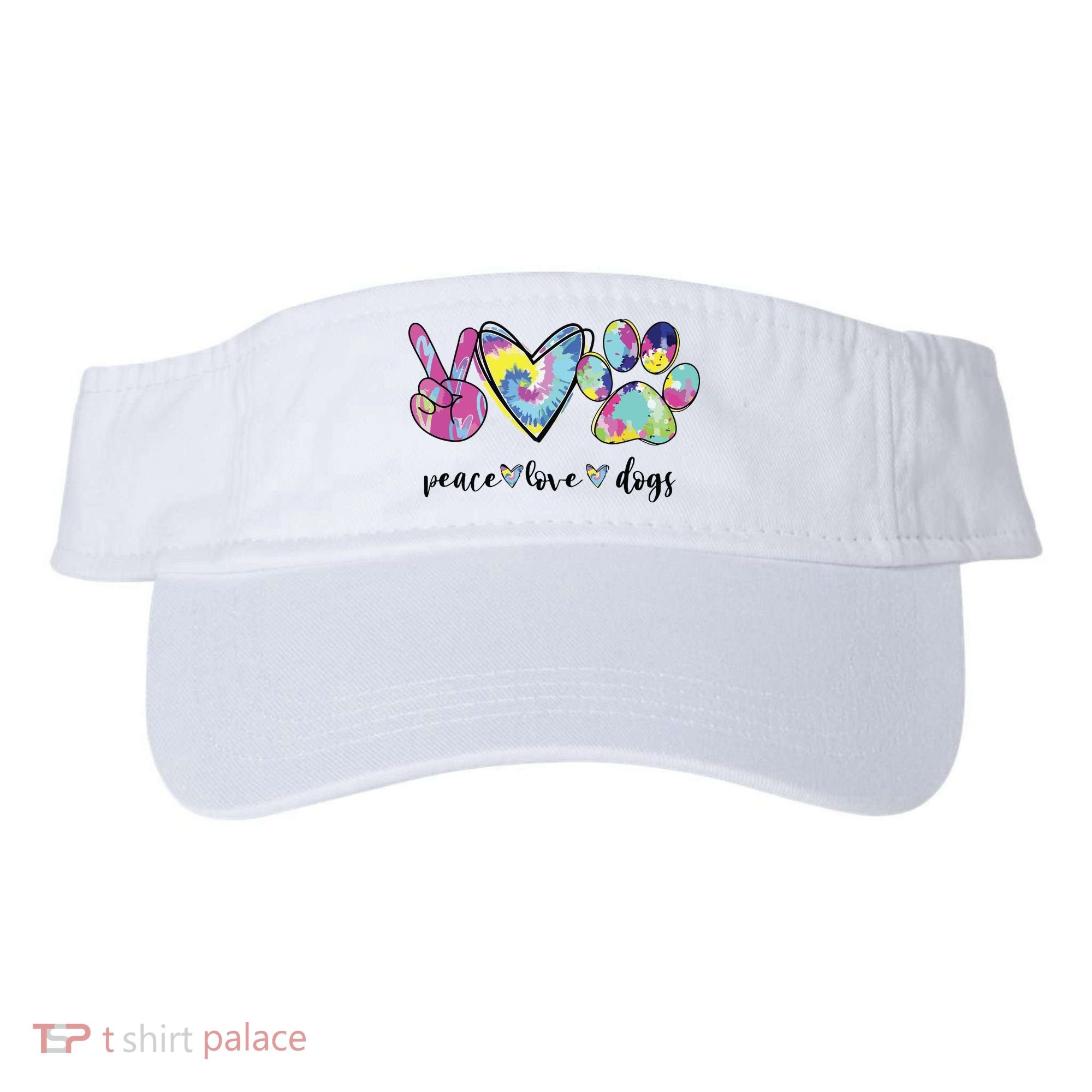 Peace Love Dogs Lover Puppy Paw Dog Visor