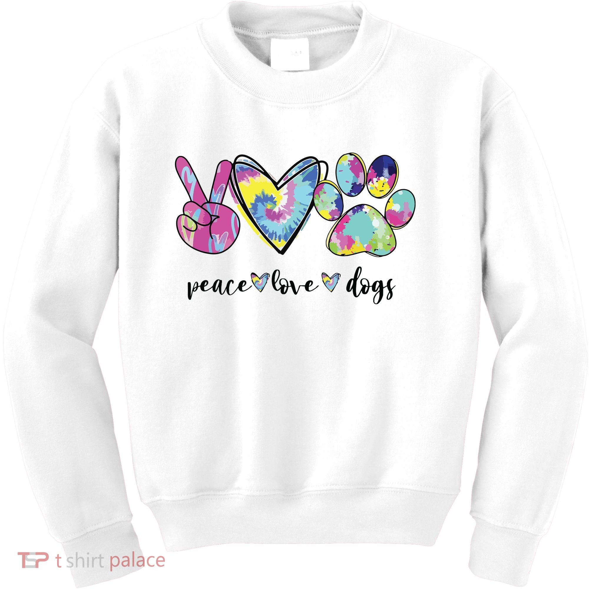 Peace Love Dogs Lover Puppy Paw Dog Kids Sweatshirt