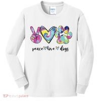 Peace Love Dogs Lover Puppy Paw Dog Kids Long Sleeve Shirt thumb 0