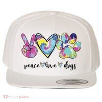 Peace Love Dogs Lover Puppy Paw Dog Wool Snapback Cap thumb 0