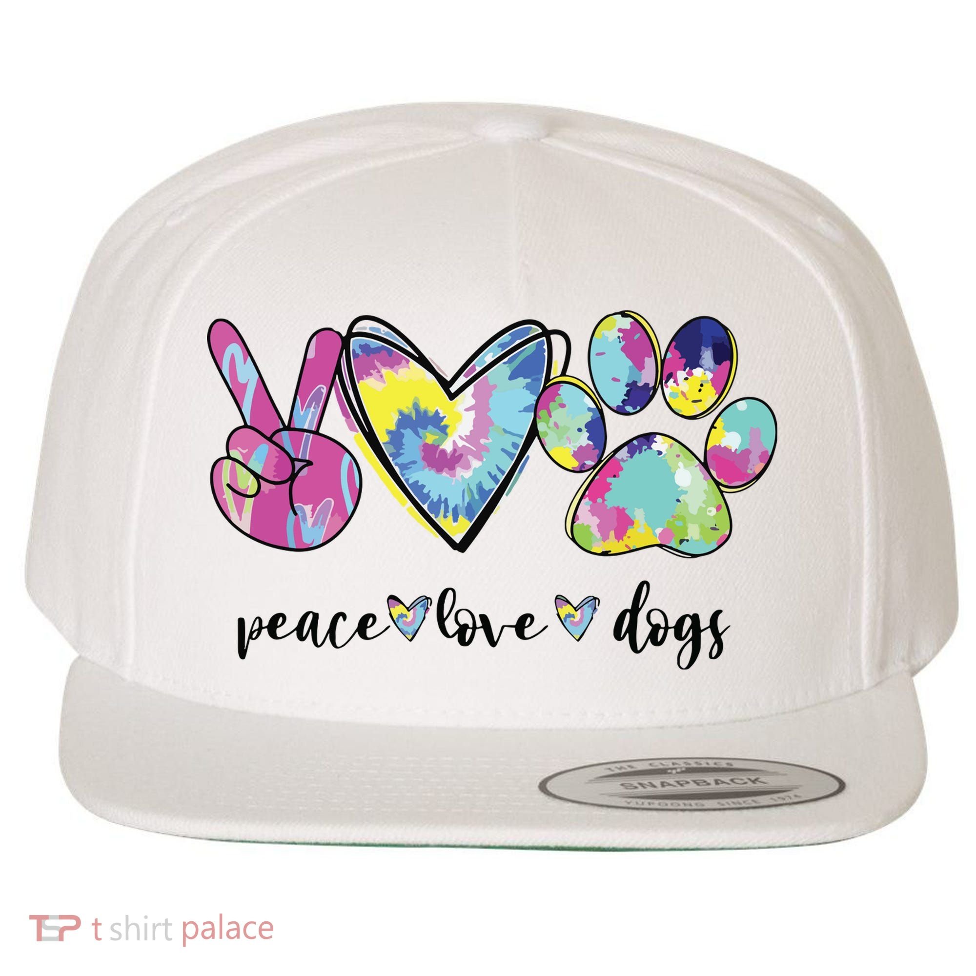 Peace Love Dogs Lover Puppy Paw Dog Wool Snapback Cap