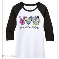 Peace Love Dogs Lover Puppy Paw Dog Women's Tri-Blend 3/4-Sleeve Raglan Shirt thumb 0