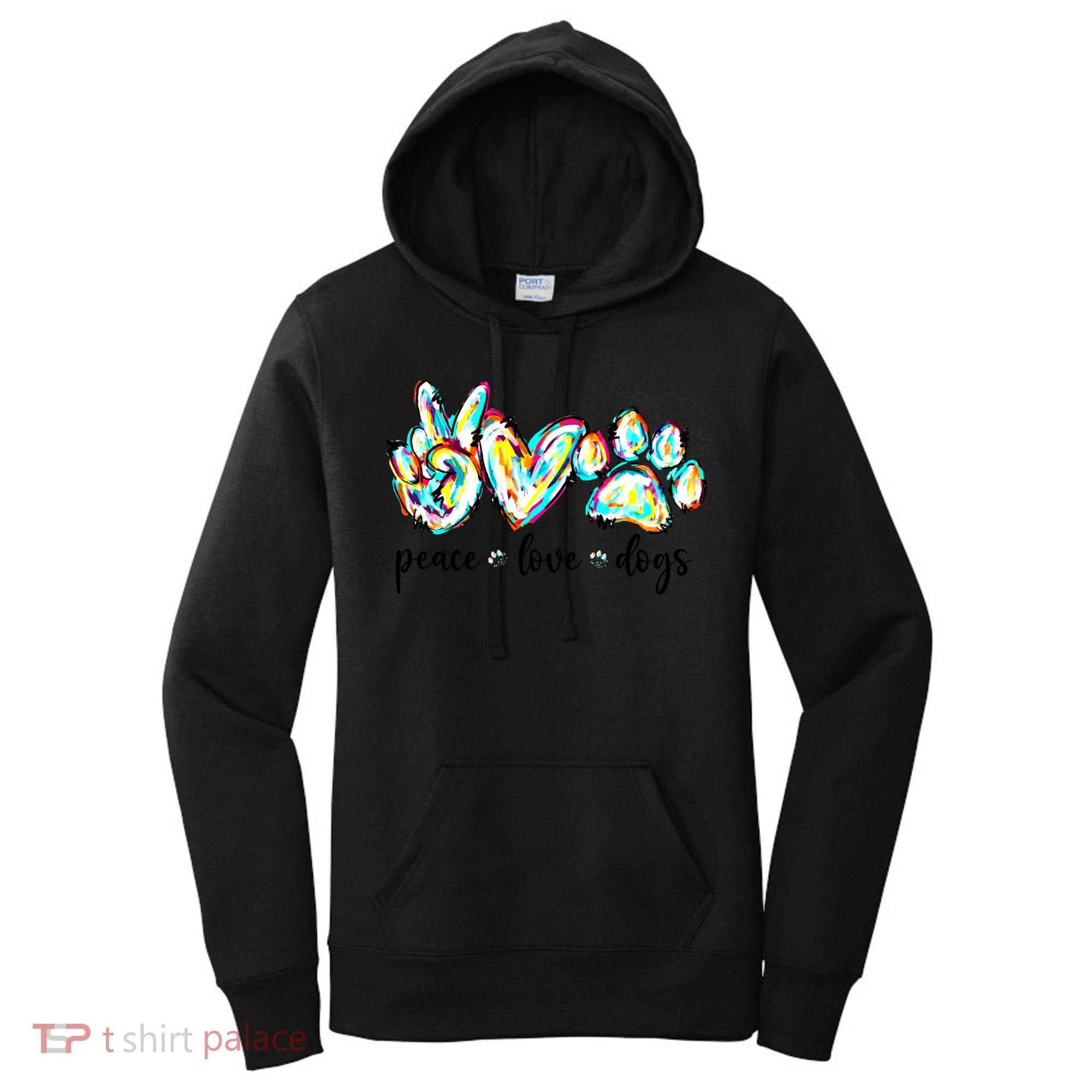 Peace Love Dogs Paw Print Happy Dog Day Dog Lover Gift Women's Hoodie