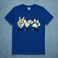 Peace Love Dogs Paw Print Happy Dog Day Dog Lover Gift T-Shirt thumb 5