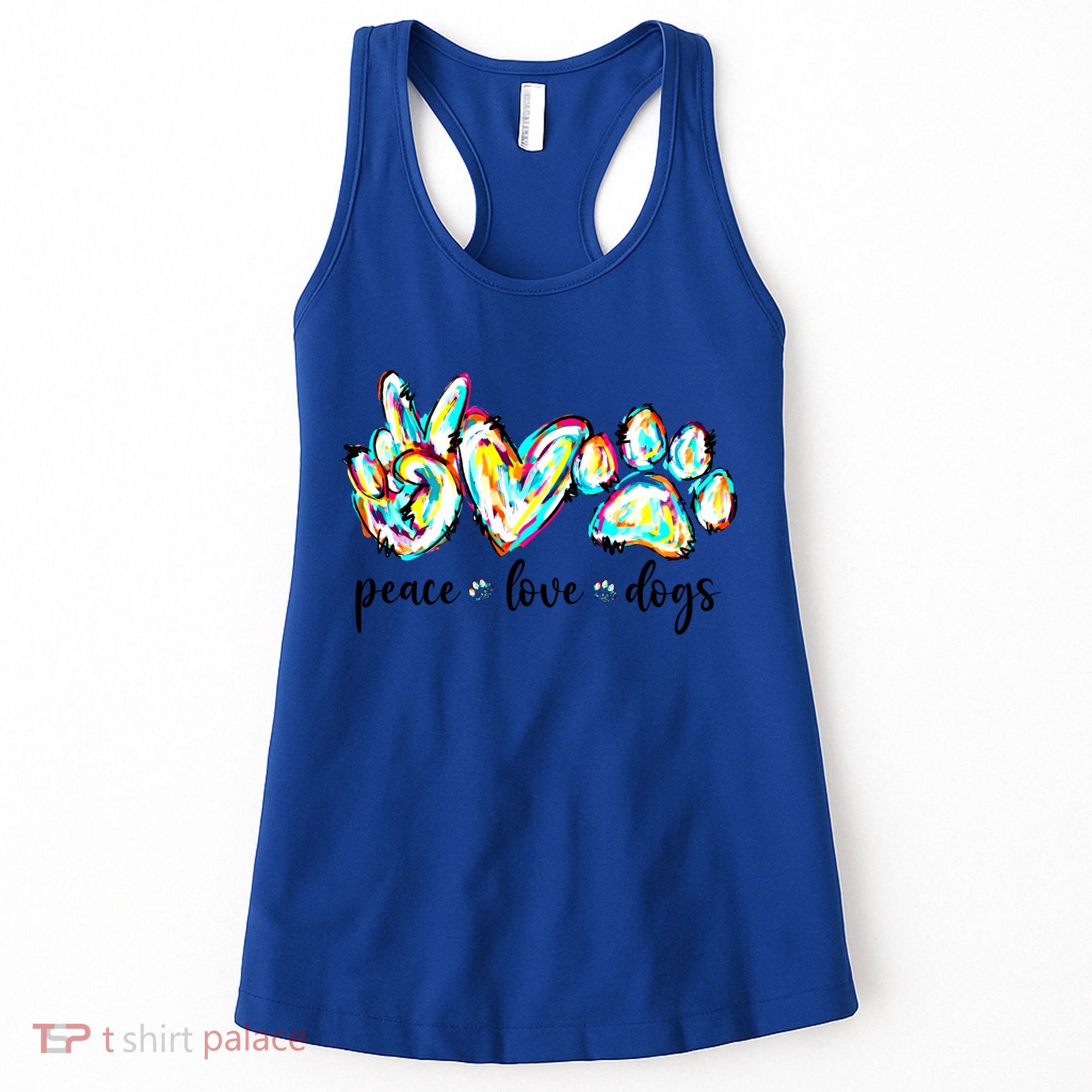 Peace Love Dogs Paw Print Happy Dog Day Dog Lover Gift Women's Tank Top