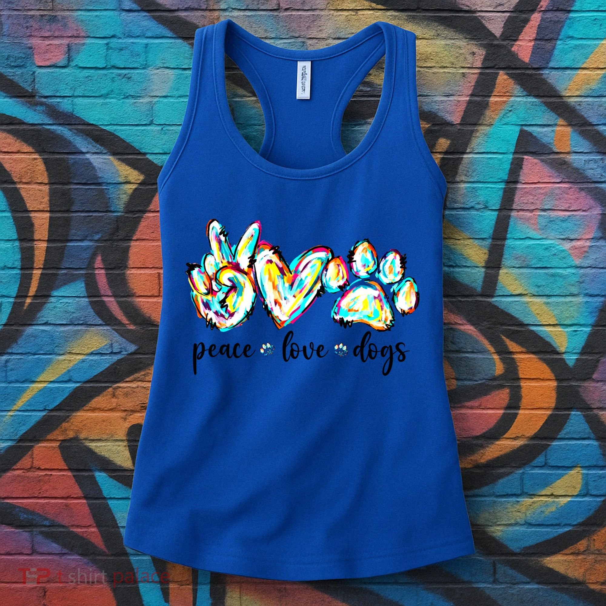 Peace Love Dogs Paw Print Happy Dog Day Dog Lover Gift Women's Tank Top