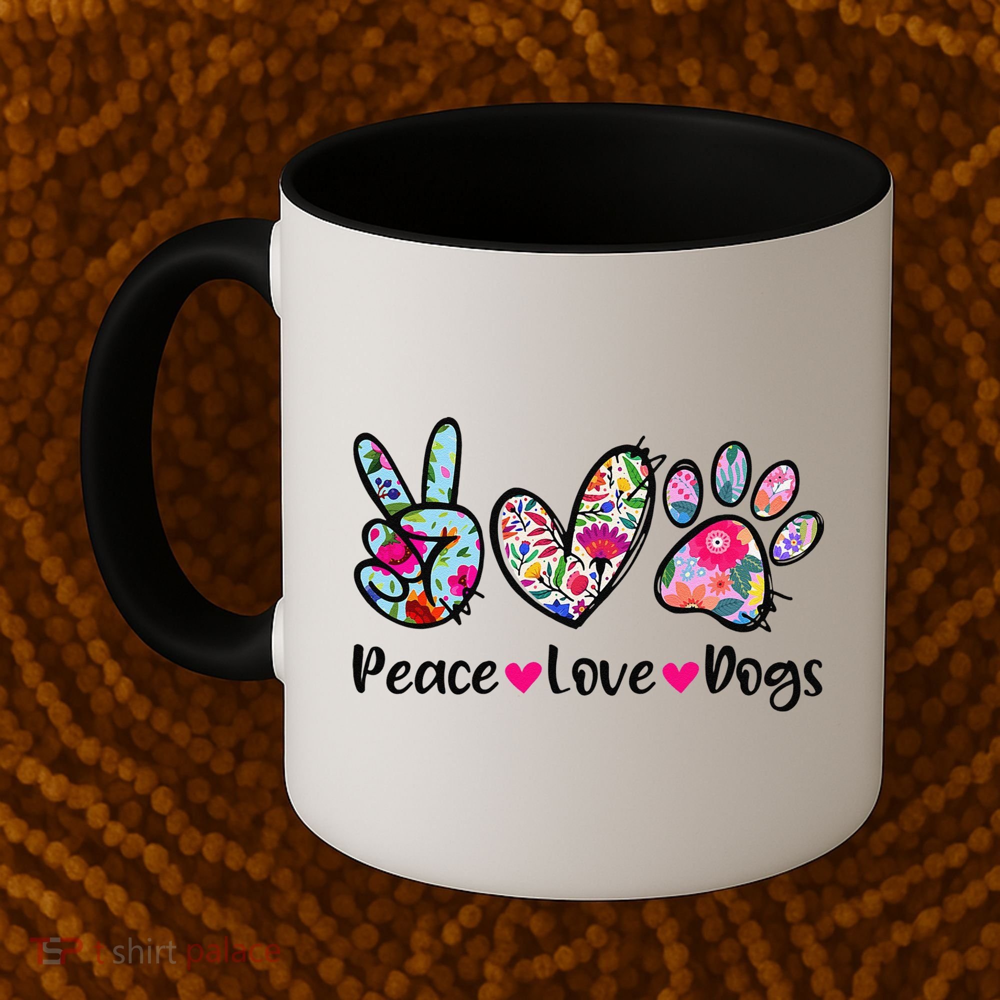 Peace Love Dogs Floral Dog Paw Dog Mom Cute Mothers Day Coffee Mug