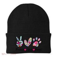 Peace Love Dogs Floral Dog Paw Dog Mom Cute Mothers Day Beanie thumb 0
