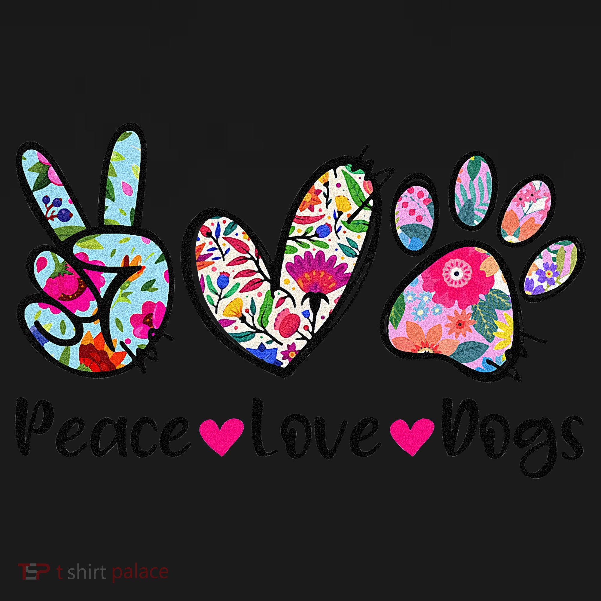 Peace Love Dogs Floral Dog Paw Dog Mom Cute Mothers Day Women's Hoodie