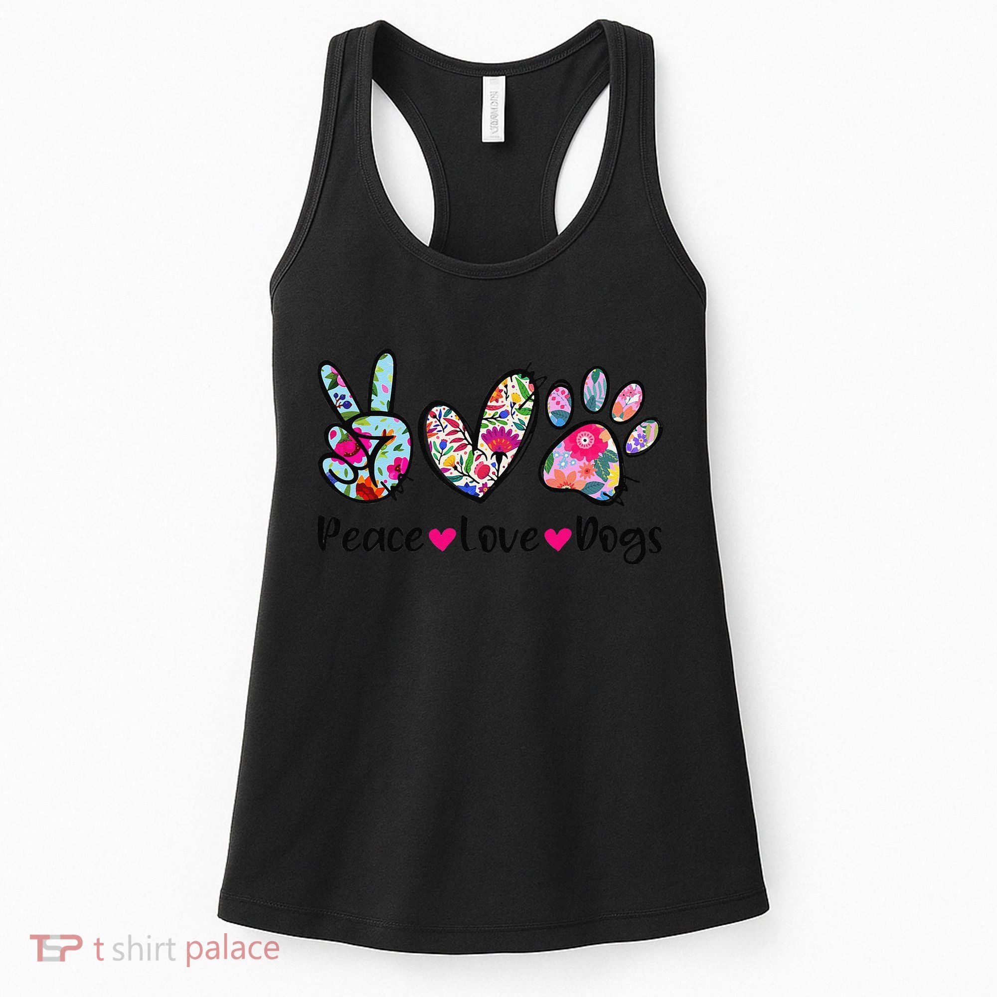 Peace Love Dogs Floral Dog Paw Dog Mom Cute Mothers Day Women's Tank Top