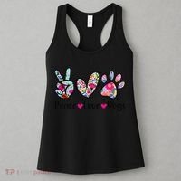 Peace Love Dogs Floral Dog Paw Dog Mom Cute Mothers Day Women's Tank Top thumb 3