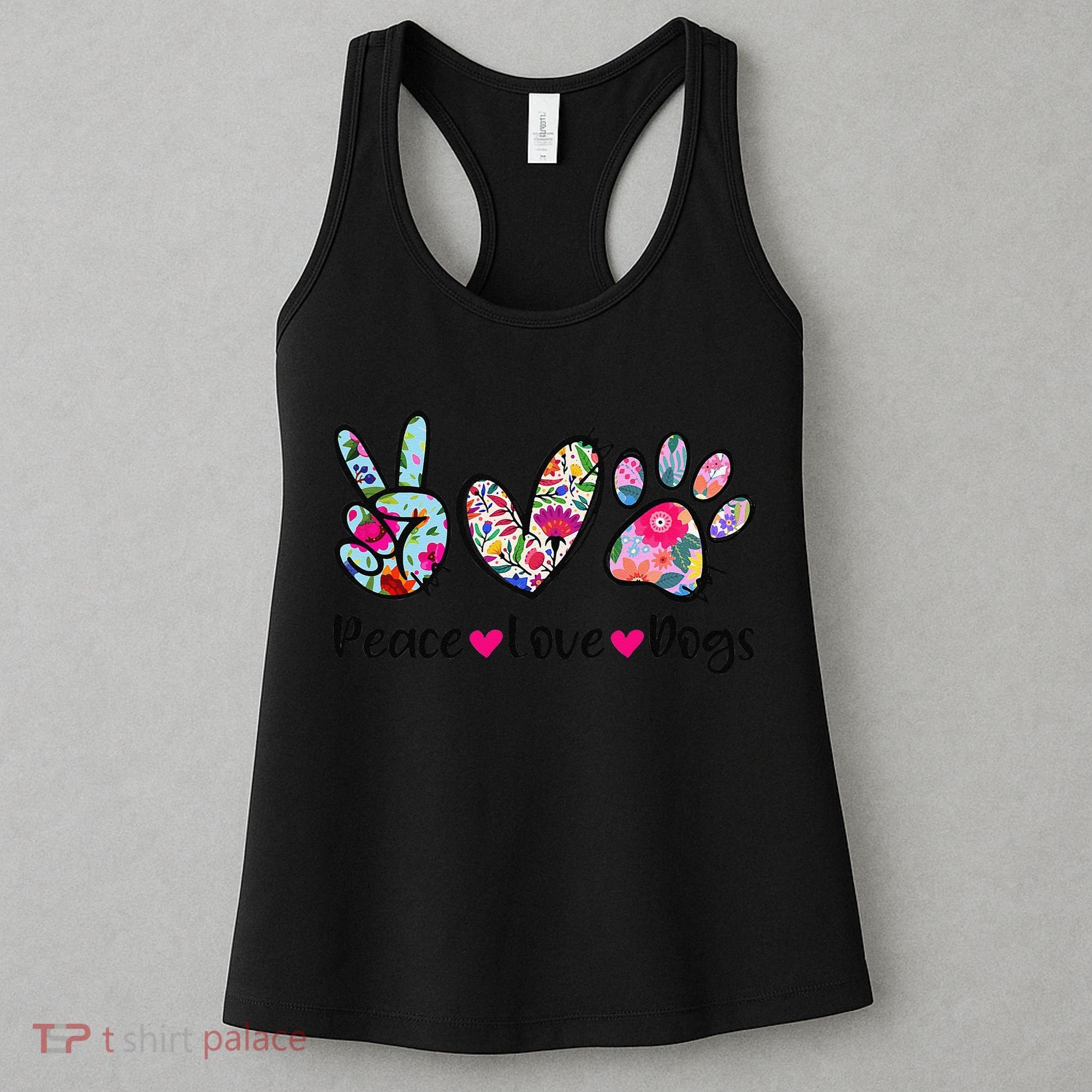 Peace Love Dogs Floral Dog Paw Dog Mom Cute Mothers Day Women's Tank Top