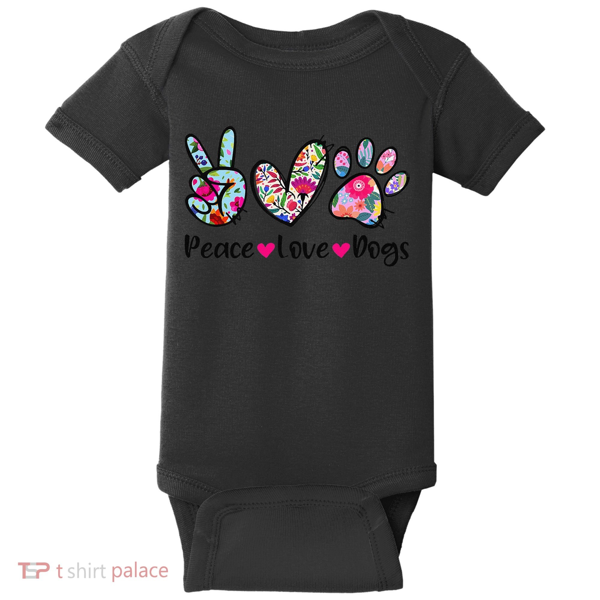 Peace Love Dogs Floral Dog Paw Dog Mom Cute Mothers Day Baby Bodysuit