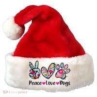 Peace Love Dogs Floral Dog Paw Dog Mom Cute Mothers Day Santa Hat thumb 0