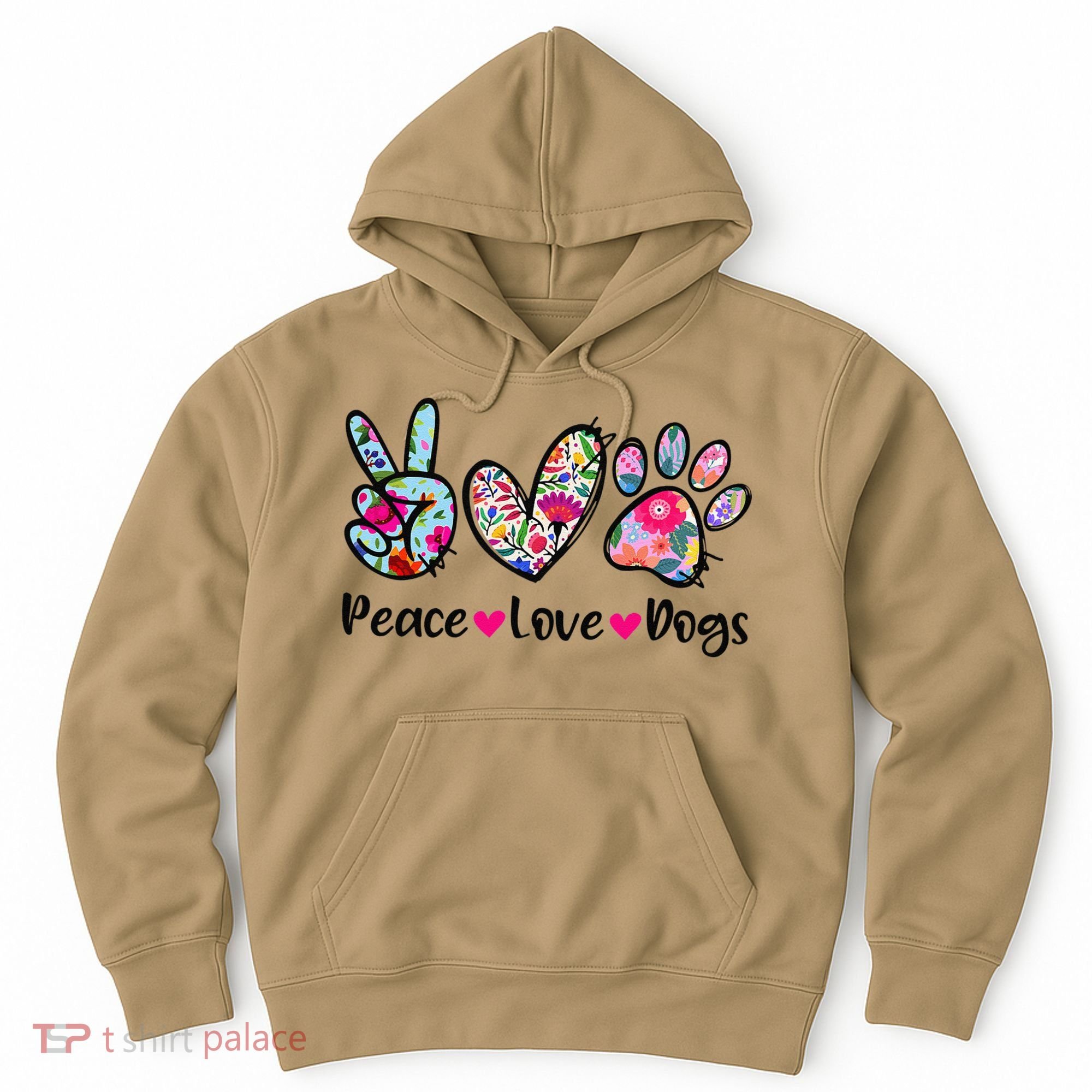 Peace Love Dogs Floral Dog Paw Dog Mom Cute Mothers Day Hoodie