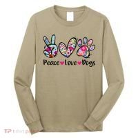 Peace Love Dogs Floral Dog Paw Dog Mom Cute Mothers Day Long Sleeve Shirt thumb 0