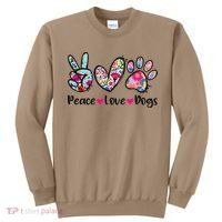 Peace Love Dogs Floral Dog Paw Dog Mom Cute Mothers Day Sweatshirt thumb 0