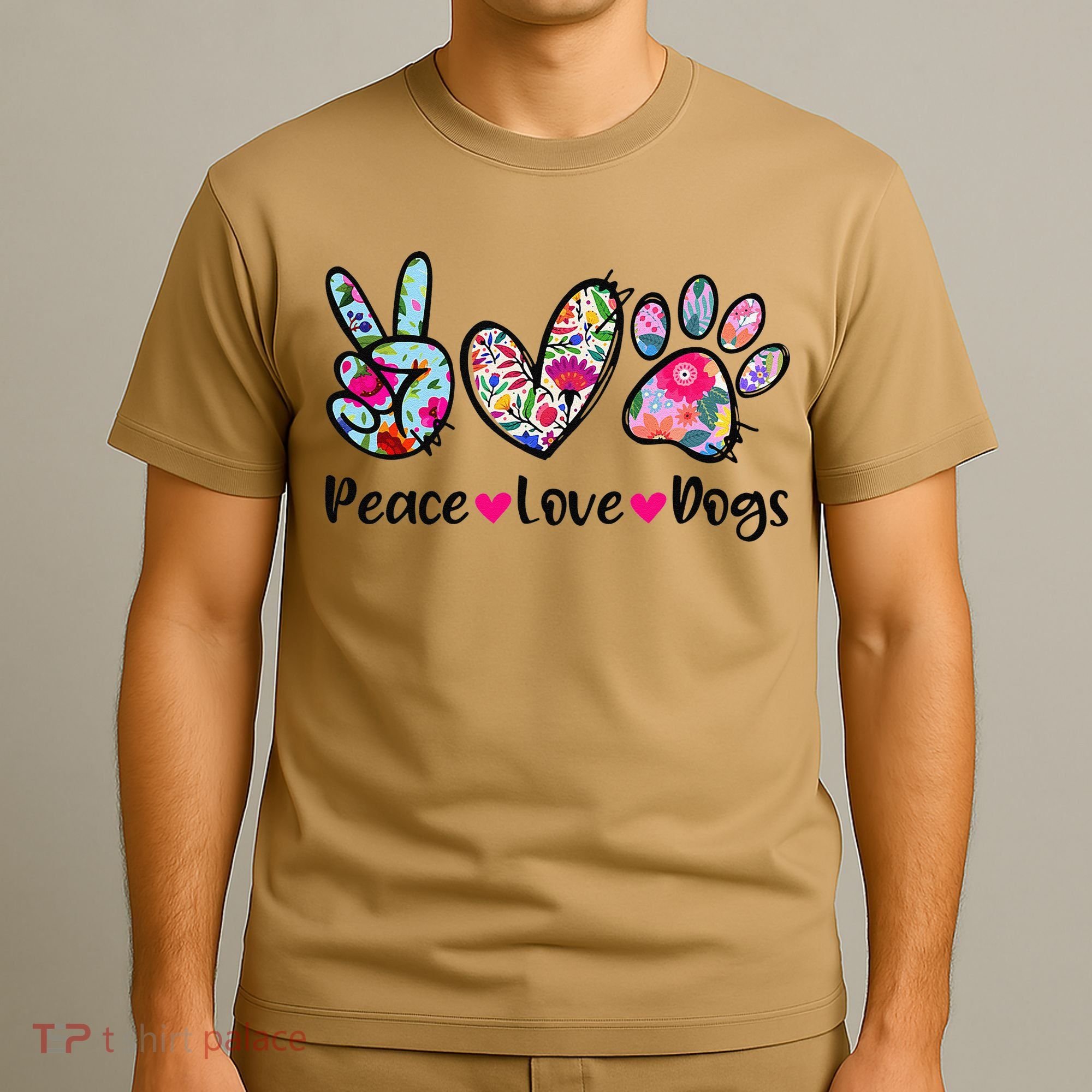 Peace Love Dogs Floral Dog Paw Dog Mom Cute Mothers Day T-Shirt