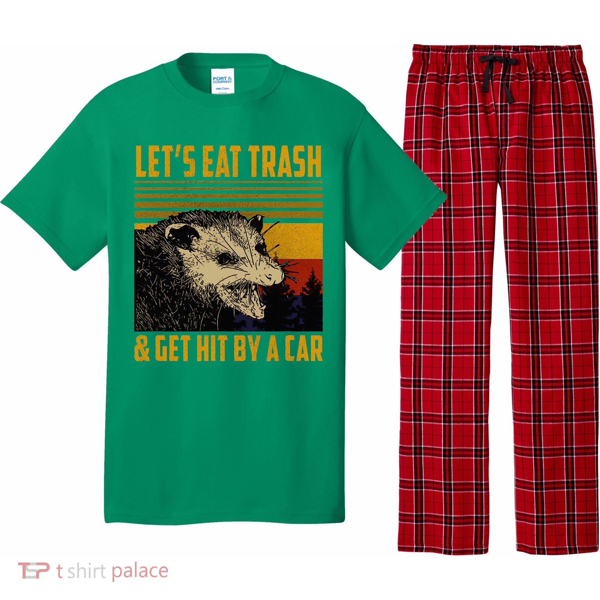 Possum LetS Eat Trash And Get Hit By A Car Pajama Set