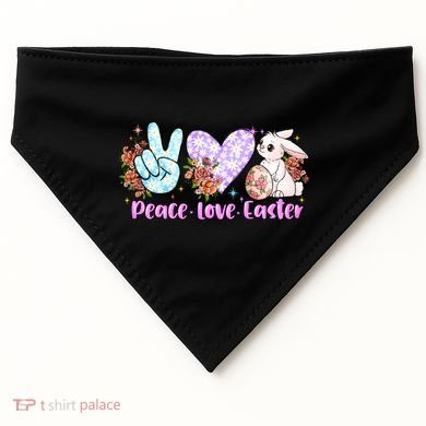 Peace Love Easter Day Gift Easter Egg Floral USA-Made Doggie Bandana