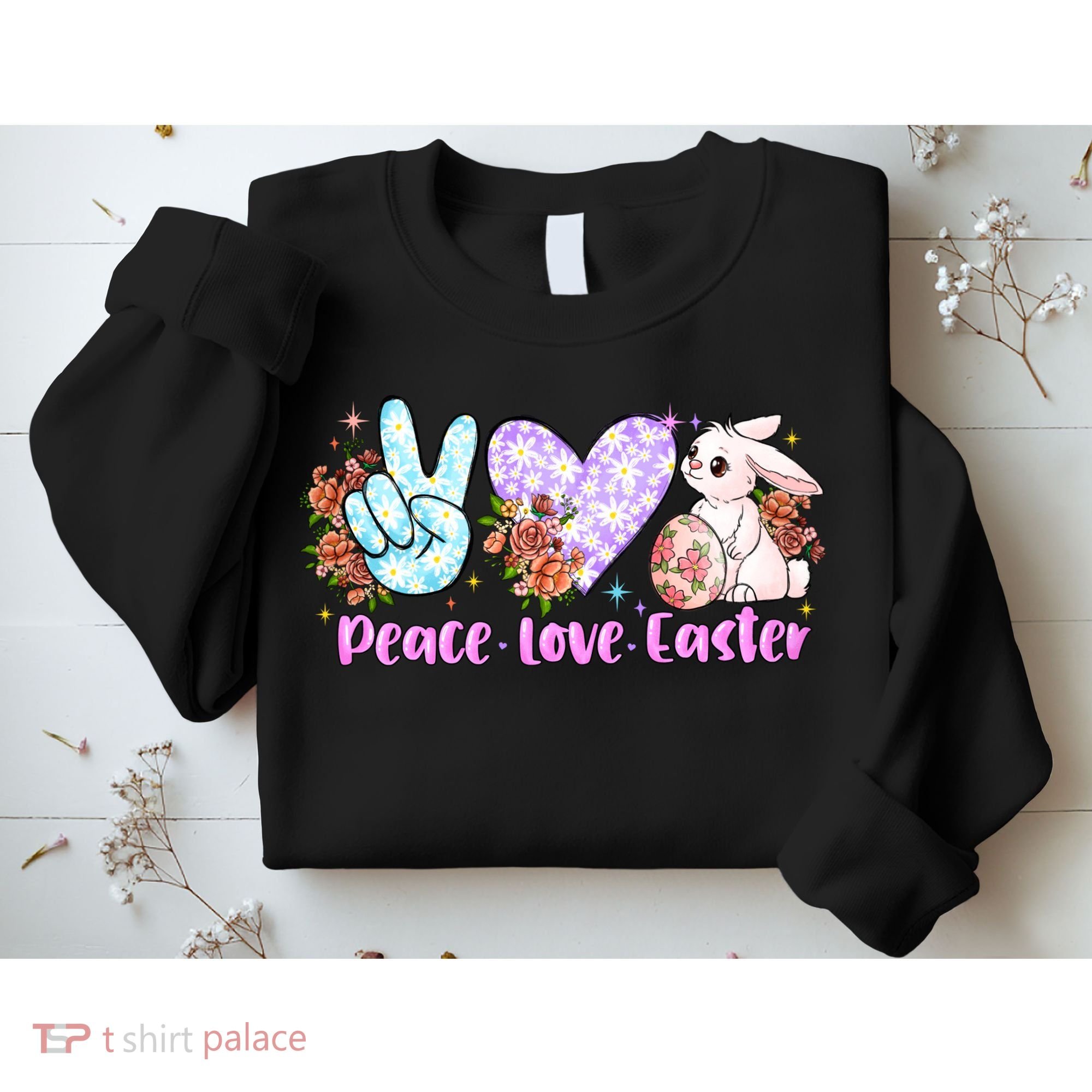 Peace Love Easter Day Gift Easter Egg Floral Sweatshirt