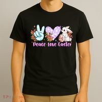 Peace Love Easter Day Gift Easter Egg Floral T-Shirt thumb 3