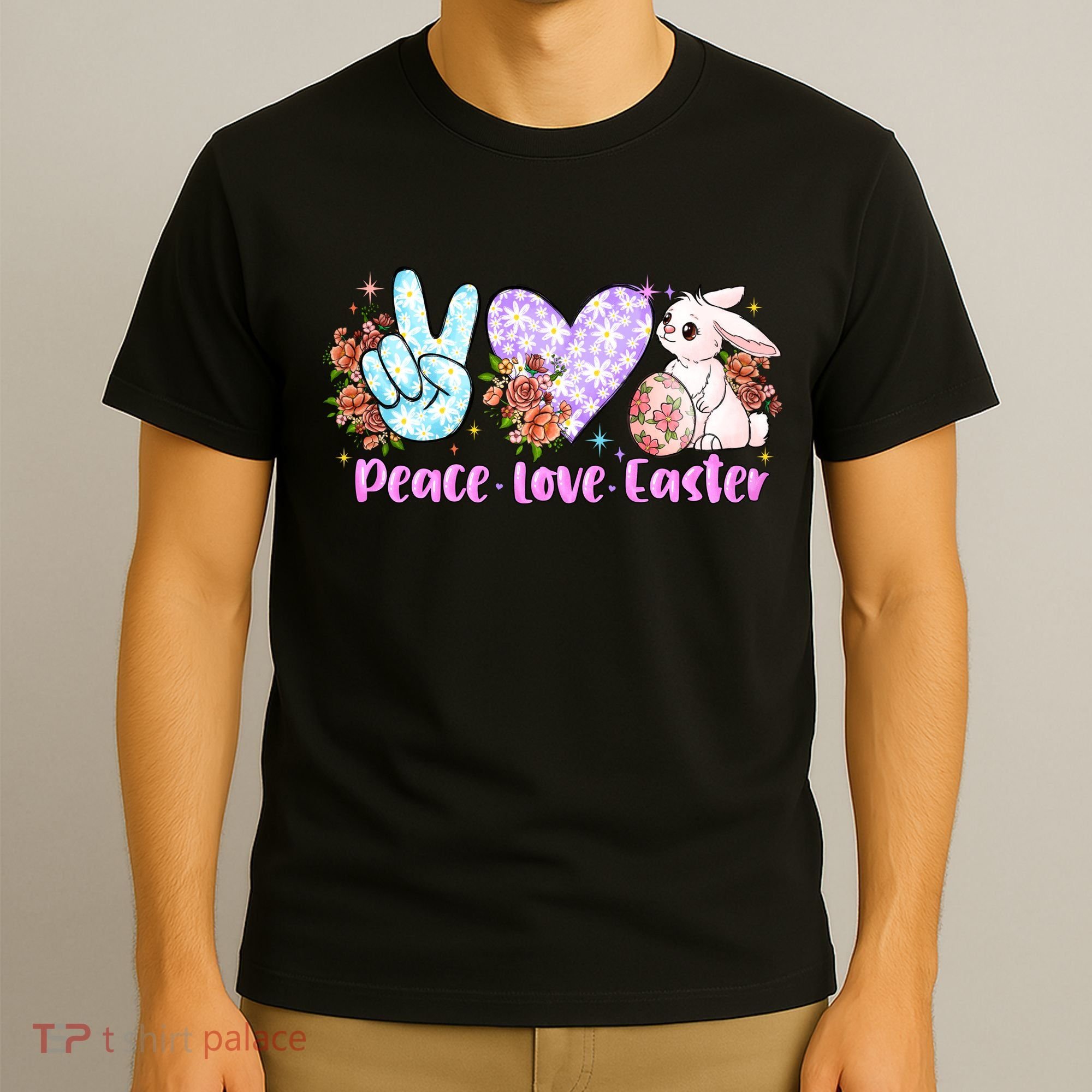 Peace Love Easter Day Gift Easter Egg Floral T-Shirt
