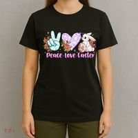 Peace Love Easter Day Gift Easter Egg Floral T-Shirt thumb 4