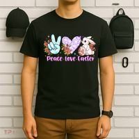 Peace Love Easter Day Gift Easter Egg Floral T-Shirt thumb 6