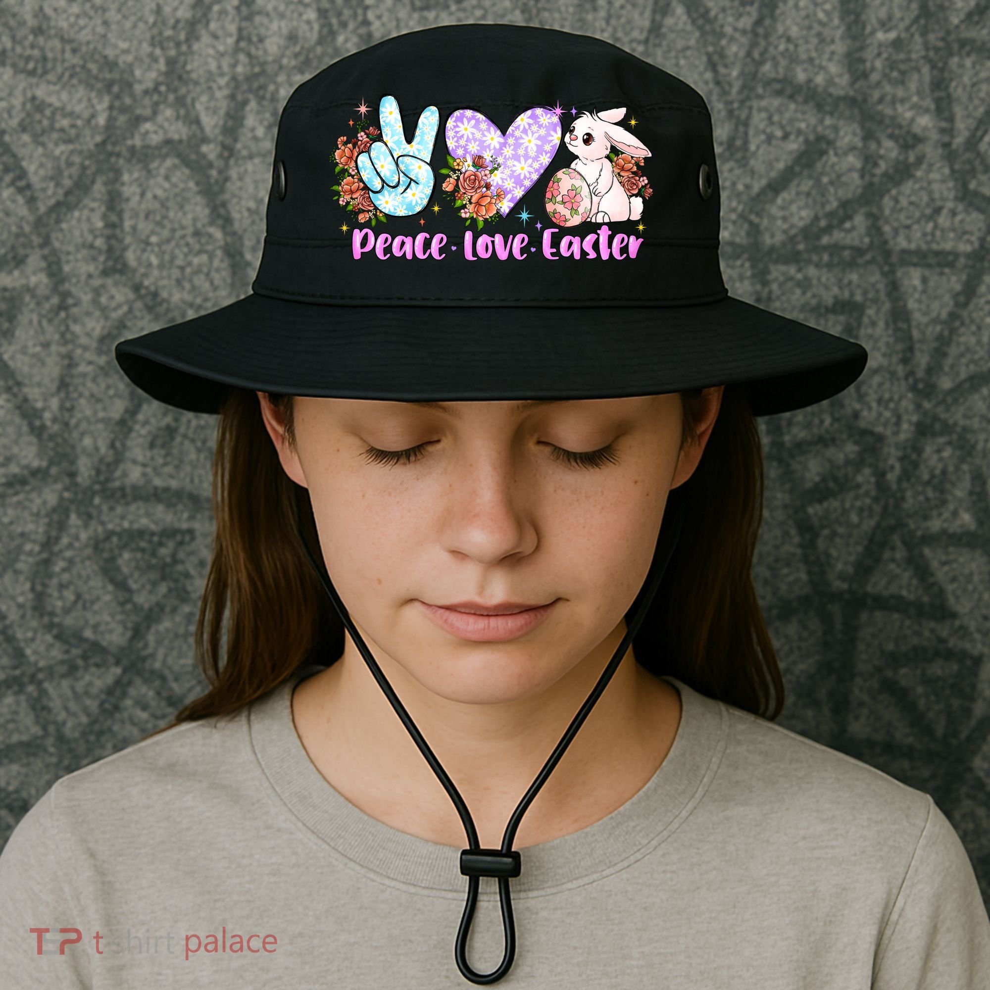 Peace Love Easter Day Gift Easter Egg Floral Bucket Hat