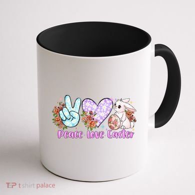 Peace Love Easter Day Gift Easter Egg Floral Coffee Mug back